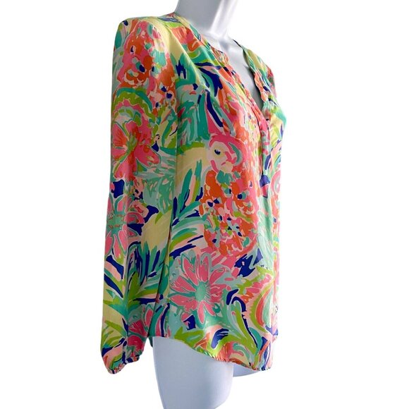 Lilly Pulitzer Colorful Long Sleeve Silk Women's XS - Picture 4 of 13